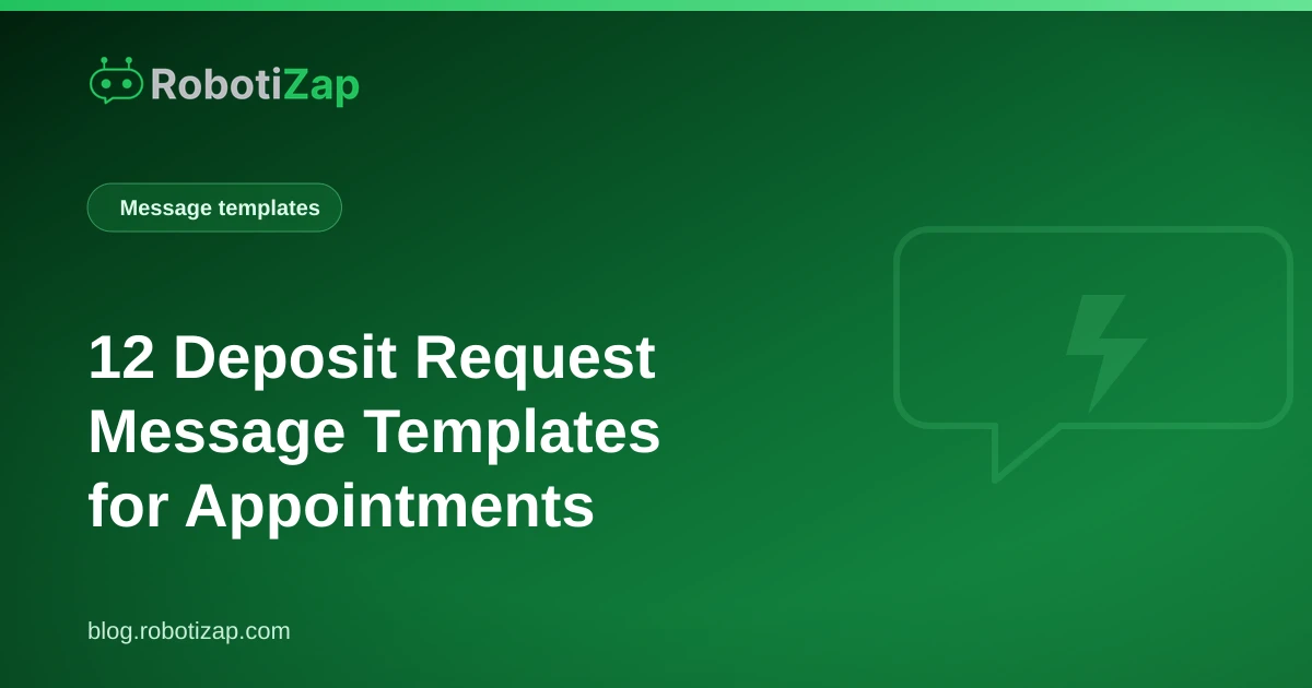 Phone screen showing a WhatsApp message asking for an appointment deposit with a card payment link