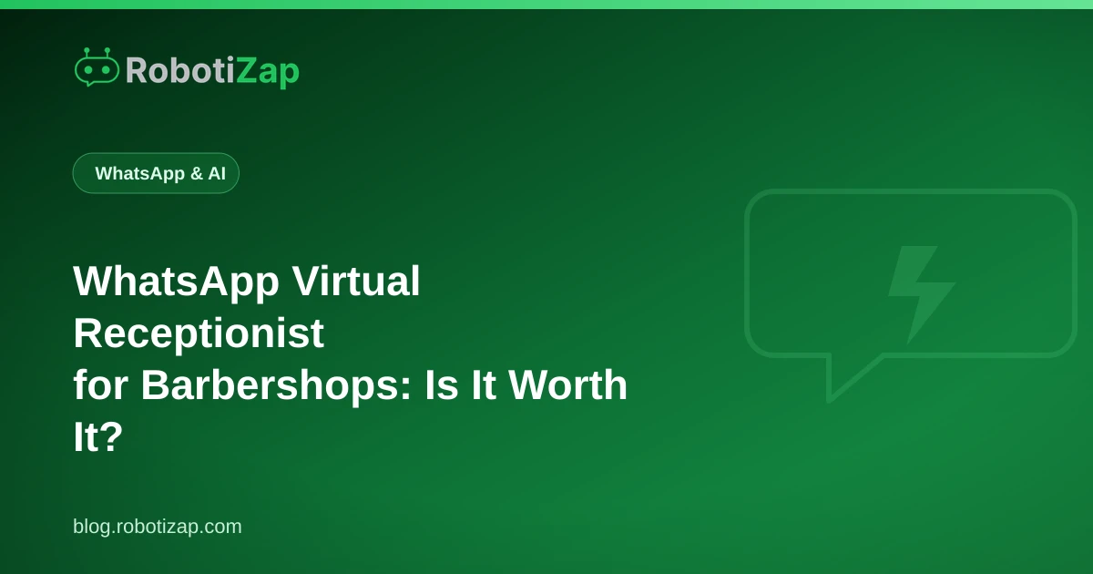 Barber working on a client while a phone shows an appointment booked automatically on WhatsApp