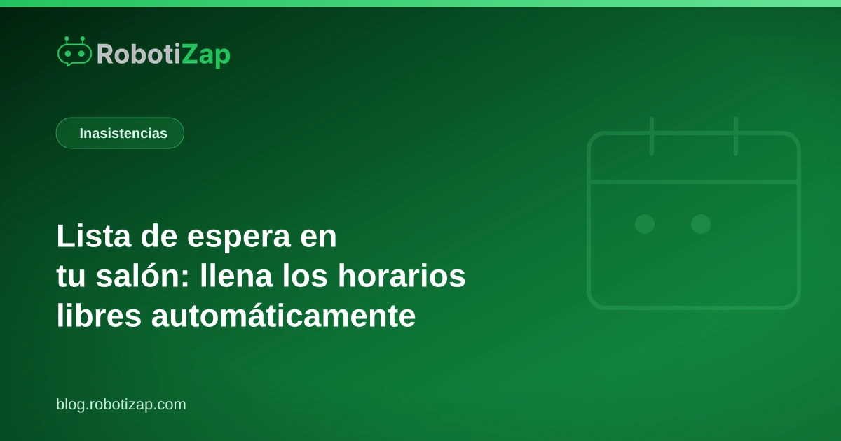Pantalla de teléfono con un aviso de horario disponible enviado por WhatsApp a un cliente en la lista de espera de una barbería