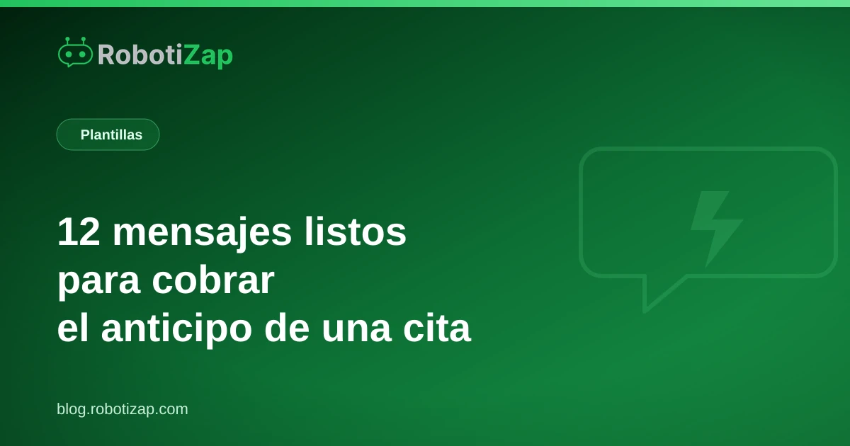 Pantalla de teléfono con un mensaje de WhatsApp que pide el anticipo de una cita con un enlace de pago con tarjeta