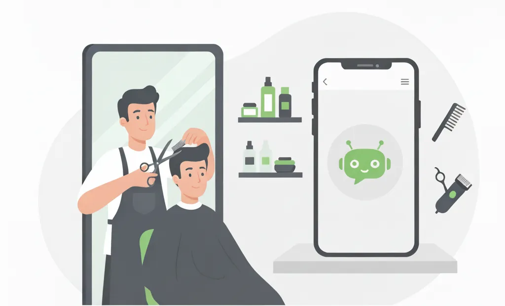 Barbeiro satisfeito olhando agenda cheia no computador ou tablet